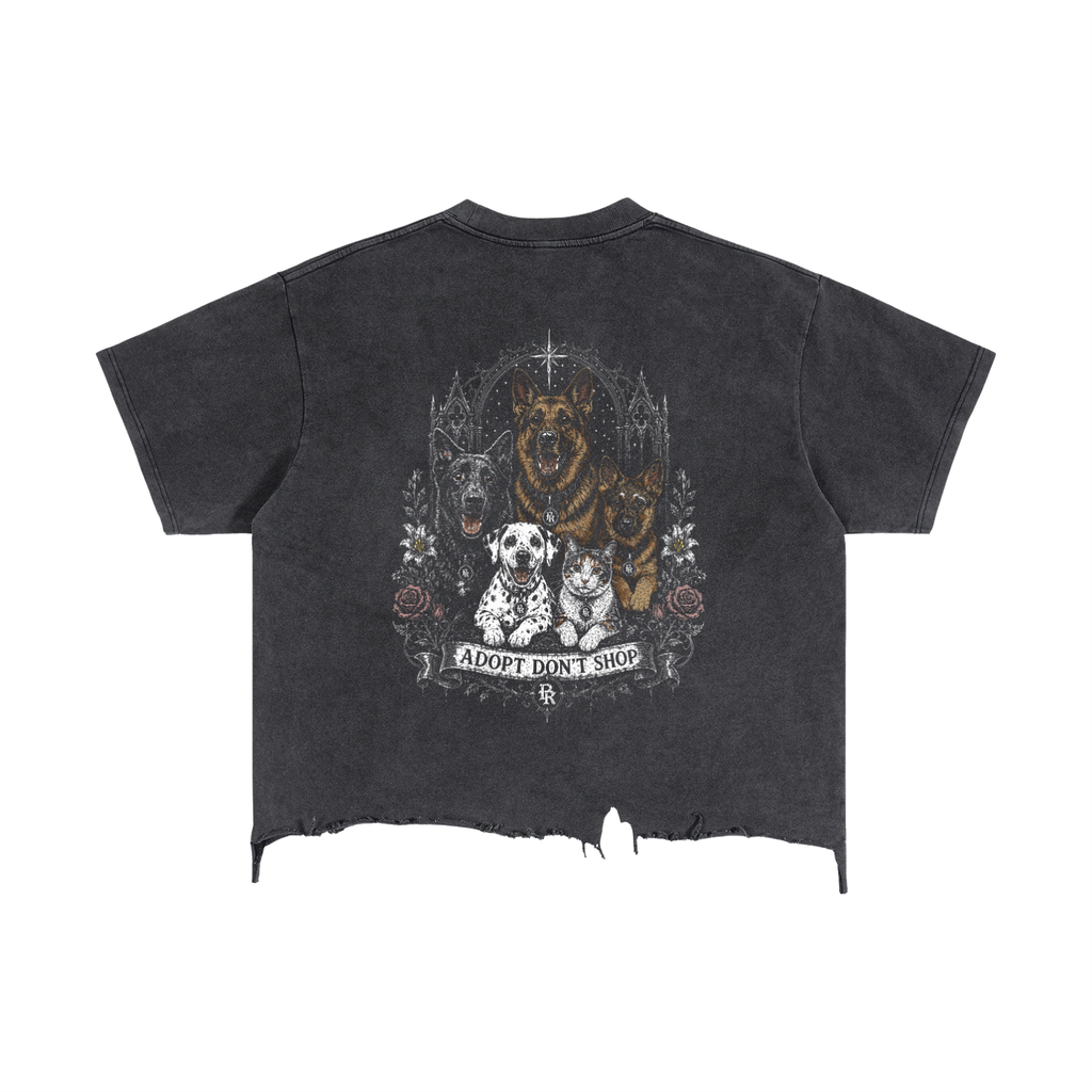 Adopt Don't Shop Boxy Distressed Hem T-Shirt