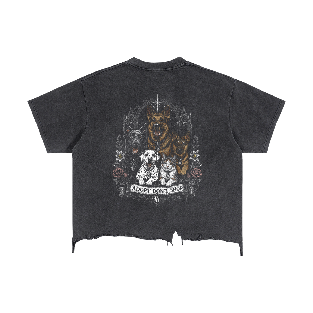 Adopt Don't Shop Boxy Distressed Hem T-Shirt