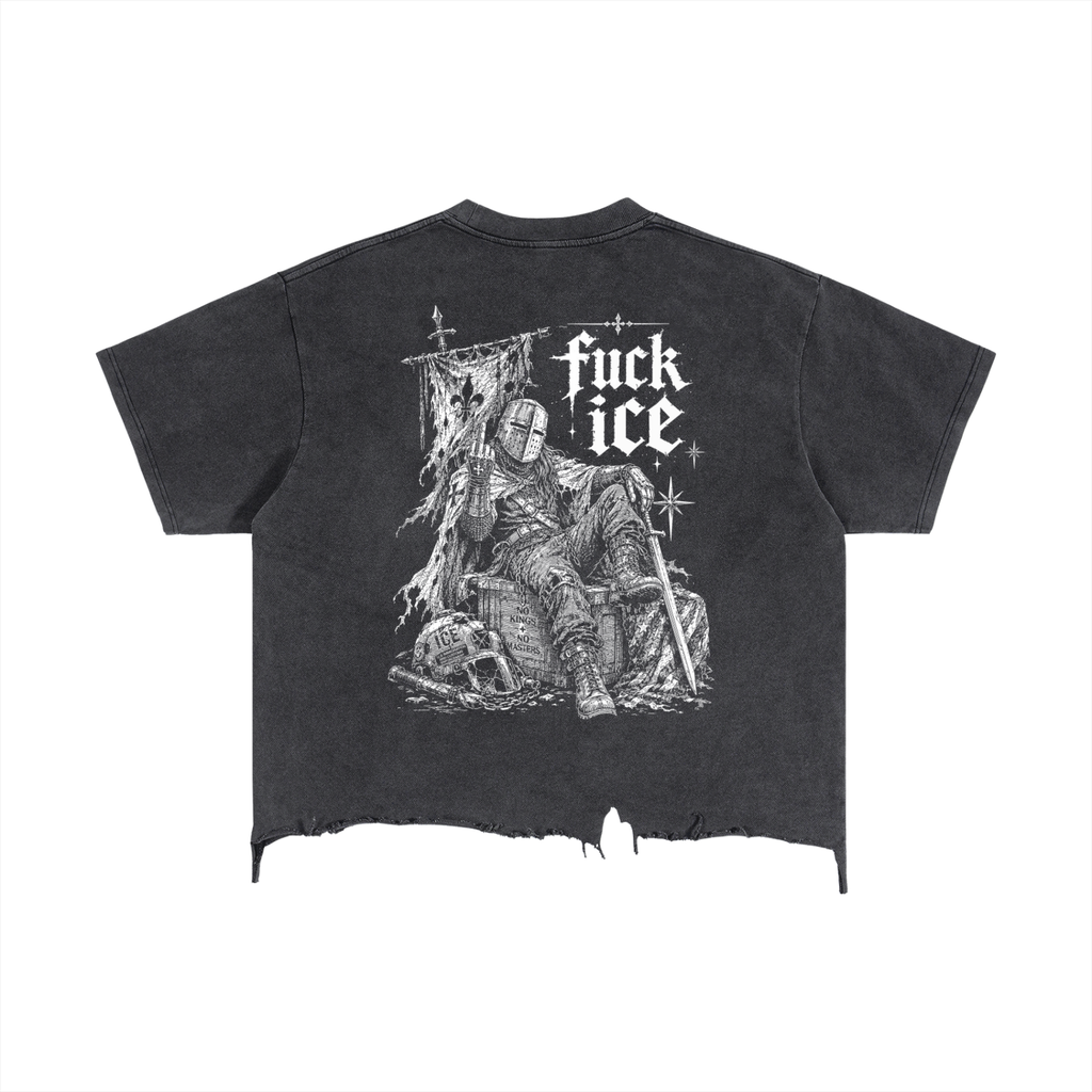 Fuck ICE Boxy Distressed Hem T-Shirt