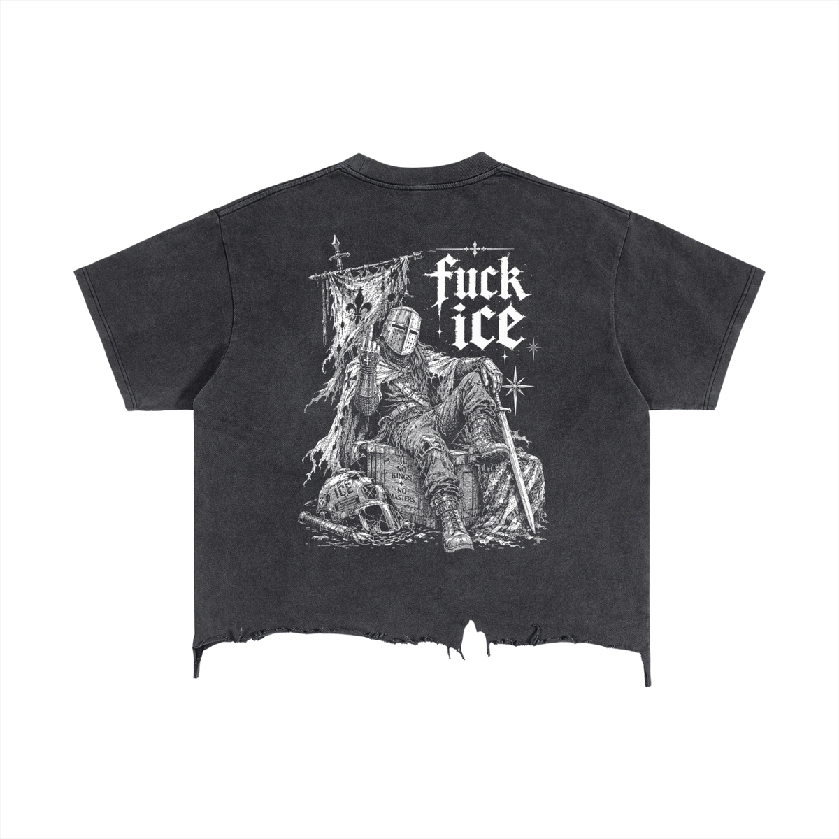 Fuck ICE Boxy Distressed Hem T-Shirt