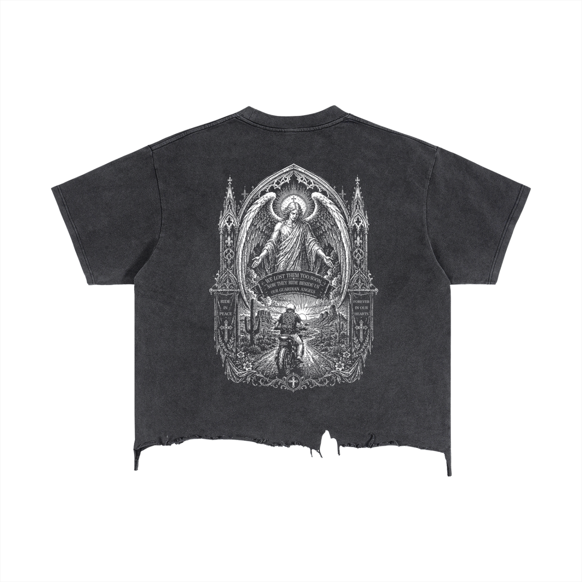 Guardian Angel Distressed Hem T-Shirt